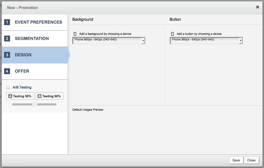 Selecting design assets users will see for a Promotion