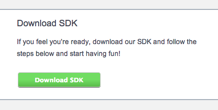 Dashboard screen showing Download SDK button